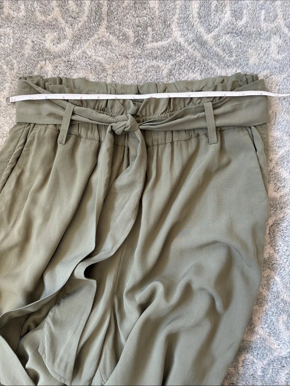 J.Crew Point Sur Olive Green Paperbag Waist Lined Culottes Cropped Pants Sz 6P